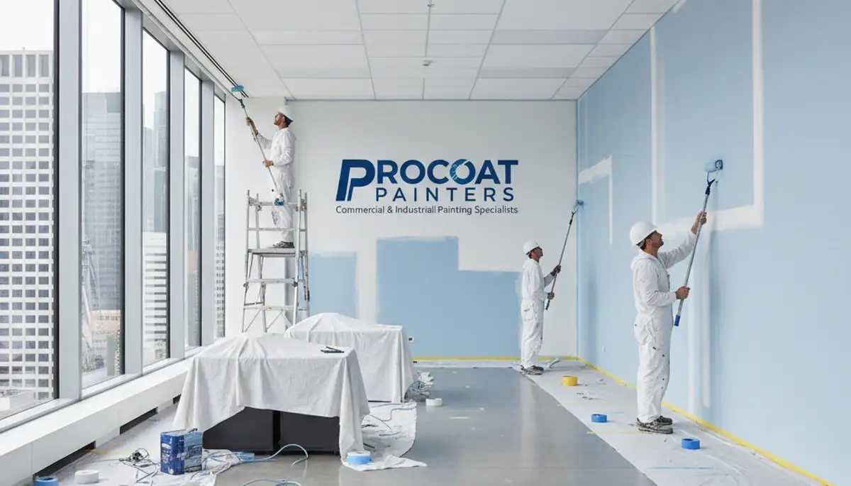 Durham, NC commercial painting crew painting a business exterior for protection and curb appeal