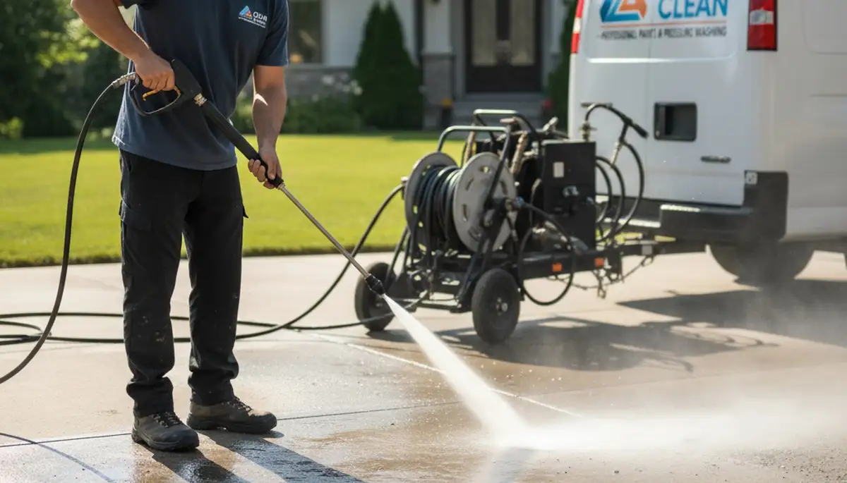 Concrete pressure cleaning in Durham, NC for driveways, patios, and walkways by Durham Paint Pros