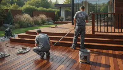 Durham, NC deck painting service by Durham Paint Pros for durable outdoor wood finish