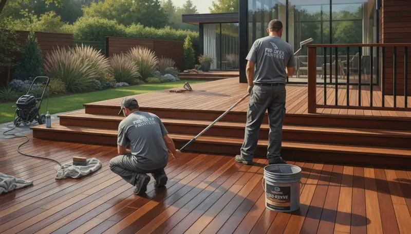 Durham, NC deck painting service by Durham Paint Pros for durable outdoor wood finish