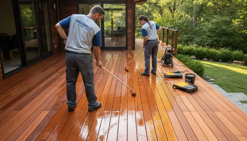 Professional deck sealing in Durham, NC to protect wood from sun and humidity