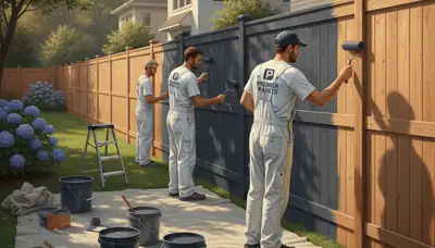 Fence painting in Durham, NC by Durham Paint Pros, protecting a wooden fence from weather and sun