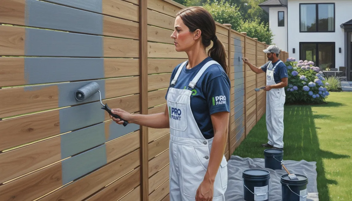 Fence painting in Durham, NC by Durham Paint Pros to protect wood from sun and humidity