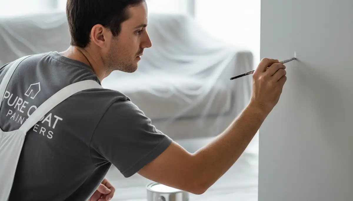 Durham, NC painter doing paint touch-up service on interior walls and trim