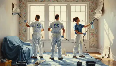 Durham, NC painters removing wallpaper for a home wall prep service